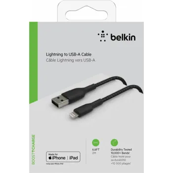 Datový kabel Belkin Lightning nab./sin. kabel 2m, oplasteny, mfi cert, cerny