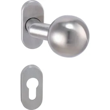 Dveřní kování MPK - KOULE VYOSENÁ SET - UOR rozety PZ, koule otočná/otočná BN - Broušená nerez