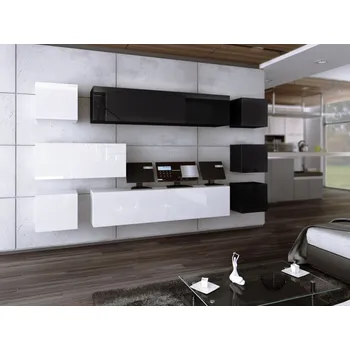 Obývací stěna Ral Obývací stěna Luxe 1 - Bílo-černý lesk