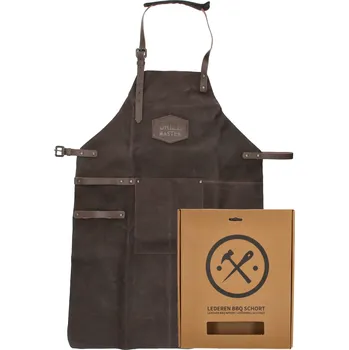 Kuchyňská zástěra Hide & Stitches Kožená zástěra na grilování tmavě hnědá