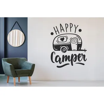 Samolepící dekorace Lepy.cz Samolepka na zeď Happy camper Velikost (šířka x výška): 45x55cm, Barevná varianta: Bílá