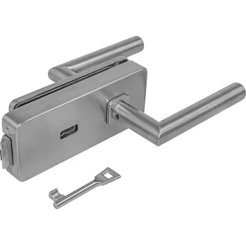 Dveřní kování MPK - UNIQUE R8 - ZÁMEK na sklo s klikou FAVORIT - BBQ kování na sklo BBQ otvor BN - Broušená nerez