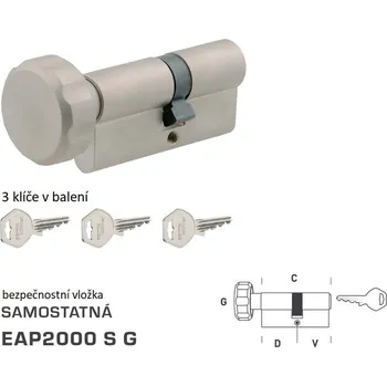 Stavebniny DK - EAP2000 S G - s knoflíkem D 27,5 + V 27,5 mm, knoflík uprostřed NP - Nikl perla