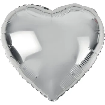 Fóliový balónek SRDCE, stříbrný, 18 palců