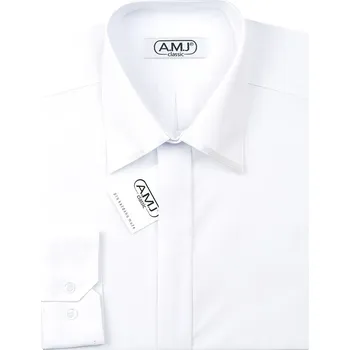 Pánská košile Pánská košile AMJ, bílá JDSA018SAT, dlouhý rukáv, slim fit, vel. 44
