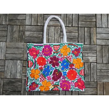 Taška přes rameno (květiny, bílá)