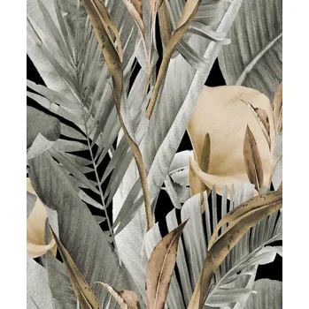 Tapeta Vliesová tapeta šedé palmové listy s bílou kalou MA947417 / Tapety na zeď Spirit of jungle (0,53 x 10,05 m) Marburg