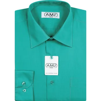 Pánská košile Pánská košile AMJ jednobarevná JD091, petrolejová, dlouhý rukáv, vel. 44