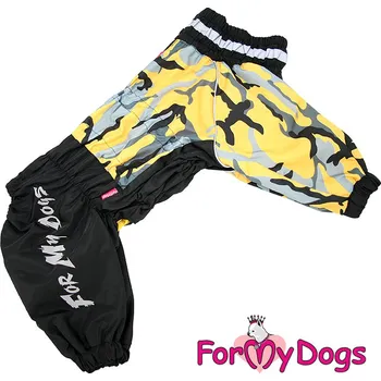 Obleček pro psa FOR MY DOGS Pláštěnka BLACK/YELLOW CAMO, černo-žlutá s CAMO vzorem Velikost: A2