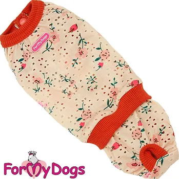 Obleček pro psa FOR MY DOGS Hárací overal PEACH FLOWER Velikost: 16/L