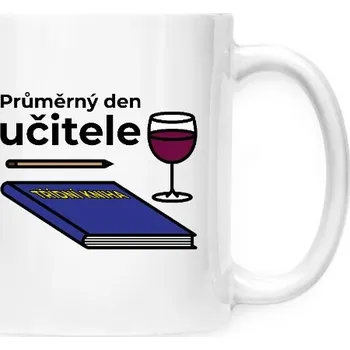 Hrnek malý bílý s potiskem Průměrný den učitele