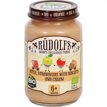 Rudolfs Příkrm ve skle Jablko, jahody, sušenky, smetana BIO 190 g