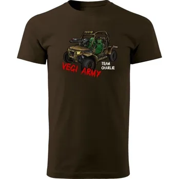Pánské tričko Tričko Charlie team - Vegi army - hnědá