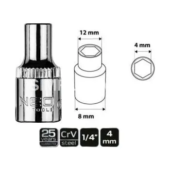 Autodílna Hlavice gola, šestihran, 1/4", 4 mm, , TOPEX, 08-442