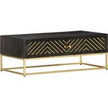 vidaXL Marketos Konferenční stolek černozlatý 90 x 50 x 35 cm masivní mangovník