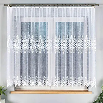Záclona Žakárová záclona 181043 ornamenty, s bordurou, bílá, výška 175cm (v metráži)
