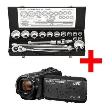 Sada nářadí 4CZech 3/4" 18dílná sada nářadí 19-55mm + ráčna 24 zubů + Kamera digitální JVC GZ-R405B Full HD 1920x1080 - SET-4CZ-346-18-EV23