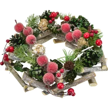 Věnec Věnec se zelenými šiškami Ø22 cm