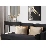 Sada 2 dekoračních polštářů béžová sametová látka 30 x 50 cm s třásněmi na zip podsedák na židli kuchyň jídelna obývací pokoj chodba glamour Beliani