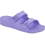 Scholl BAHIA fialové dámské zdravotní pantofle s Bioprint® stélkou, lehké a rychleschnoucí, vhodné na doma i k vodě