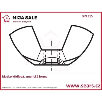 Matice DIN 315 - M 4 - A2 nerez - Matice křídlová, americká forma