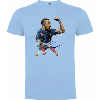 Chlapecké tričko Tričko Kylian Mbappé Barva: Nebesky modrá/Světle modrá, Velikost: XS - 158/164 - 12/14let