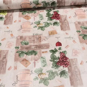 ubrus Ubrus PVC s textilním podkladem 5C4/01 VÍNO, zeleno-béžová, š.140cm (metráž)