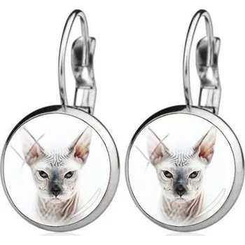 Náušnice Ocelové náušnice kočka sphynx