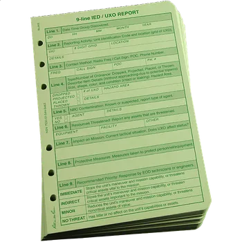 Sada pera s tužkou Taktický Formulář Rite in the Rain All Weather 9 Line UXO/IED Report Zelený