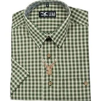 Pánská košile Košile LUKO 124118 kostkovaná s výšivkou KR vel. 42