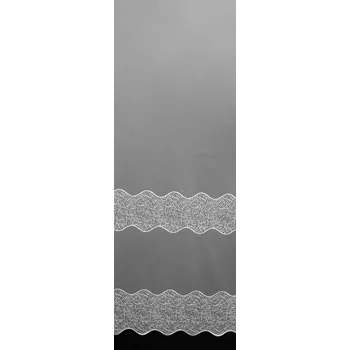 Záclona Tylová záclona 620/601 vyšívané vlnky, s bordurou, bílá, výška 140cm ( v metráži)