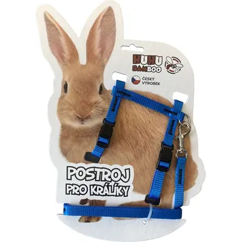 postroj pro malé zvíře HUHUBAMBOO set postroj+vodítko KRÁLÍK, modrý