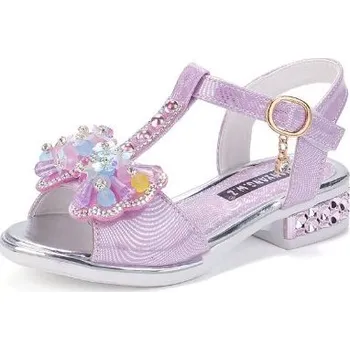Dívčí sandály Dívčí sandálky s mašličkou s kamínky Barva: Fialová, Velikost: 26 (16 cm)