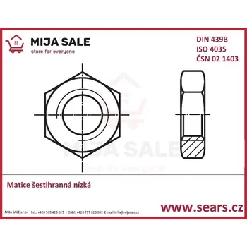 Matice DIN 439B - 4.6 - M 8x1 - zinek bílý - Matice šestihranná nízká