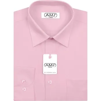 Pánská košile Pánská košile AMJ jednobarevná JDP090, světle fialová, dlouhý rukáv, prodloužená délka, vel. 45