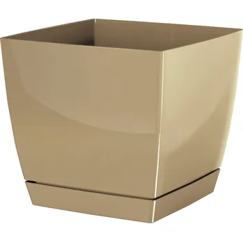 Květináč PRO Květináč COUBI SQUARE P s miskou káva s mlékem 15,5cm