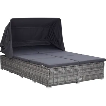Zahradní lehátko 2místné zahradní lehátko s poduškou 310236 šedé