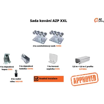 AZPXXL - KOVÁNÍ AZP XXL do hmotnosti brány 1200 kg a až do 8,5 m průjezdu, černý c profil - AZPXXL-ZN - KOVÁNÍ AZP XXL do hmotnosti brány 1200 kg a až do 8,5 m průjezdu, černý c profil