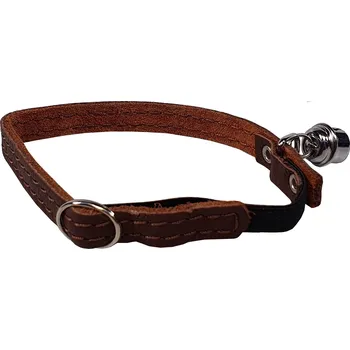 obojek pro kočku HUHUBAMBOO obojek CAT kožený 1 x 32 cm, hnědý