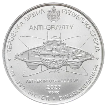 Stříbrná mince Nikola Tesla - Anti-Gravity (Antigravitace) 1 Oz 2023 - (7.)