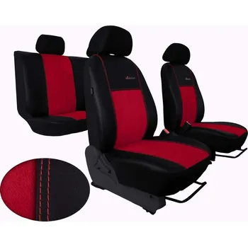 Ochranný autopotah Autopotahy NISSAN PULSAR, se zadní loketní op.,od r.2014, EXCLUSIVE KŮŽE+ALCANTARA červené