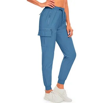 Dámské kalhoty Lehké dámské prodyšné rychleschnoucí kalhoty Barva: modro-šedá, Velikost: XL