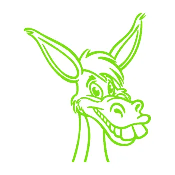 Samolepící dekorace Osel 007 pravá rozesmátý (04 - zelená kawasaki) SAMOLEPKA NA AUTO, NÁLEPKA, FÓLIE, POLEP, TUNING, VLASTNÍ TEXT, TISK, AUTOSAMOLEPKY.cz, POLEPY, OBRÁZEK, LOGO, 3D STICKERS