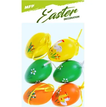 Velikonoční dekorace Vajíčka plast 6cm/6ks potisk 629