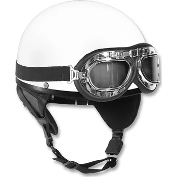 Helma na motorku Helma motocyklová RETRO BÍLÁ