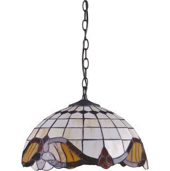 KEJO K-P161122 Závěsný vitrážový lustr na řetězu WITRAŻ, 1xE27, 60W, kulatý, žlutý