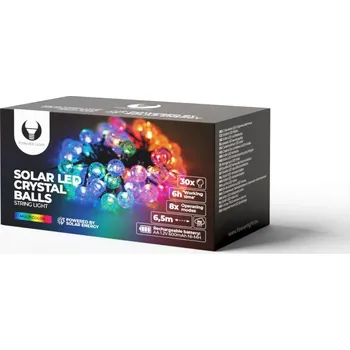Vánoční dekorace TelForceOne Solární LED řetěz SCB61 6,5 m 30 krystalově barevných kuliček Forever