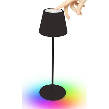 Lampička VELAMP Stolní dobíjecí lampa LED RGB s dotykovým spínačem IP 54 černá
