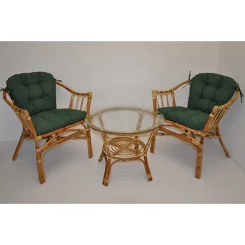 Sedací souprava Axin Trading s.r.o. Ratanová sedací souprava Subaliu - polstry zelený melír