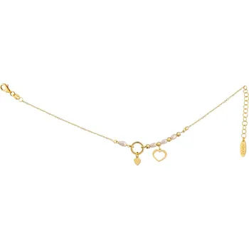 Náramek Pozlacený stříbrný náramek z perlami - srdce - AP534-8653